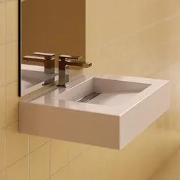 Detailed 3D model of a modern bathroom sink with sleek faucet design, perfect for Blender modeling and customization.