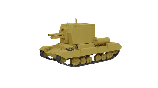 3D Blender model of a stylized low-poly Bishop self-propelled artillery ready for CG visualization.