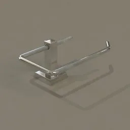 High-quality 3D model of a chrome toilet roll holder with realistic 2K textures, designed for bathroom renderings in Blender.