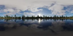 Sunny Cloudy Day Forest Lake