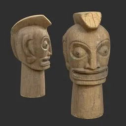 Tiki God Mohawk Warrior Statue Moss Wood