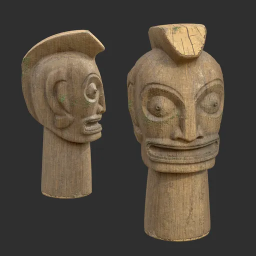 Tiki God Mohawk Warrior Statue Moss Wood