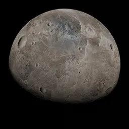 Highly detailed Blender 3D rendering of a spherical body with craters, simulating a celestial object's surface.