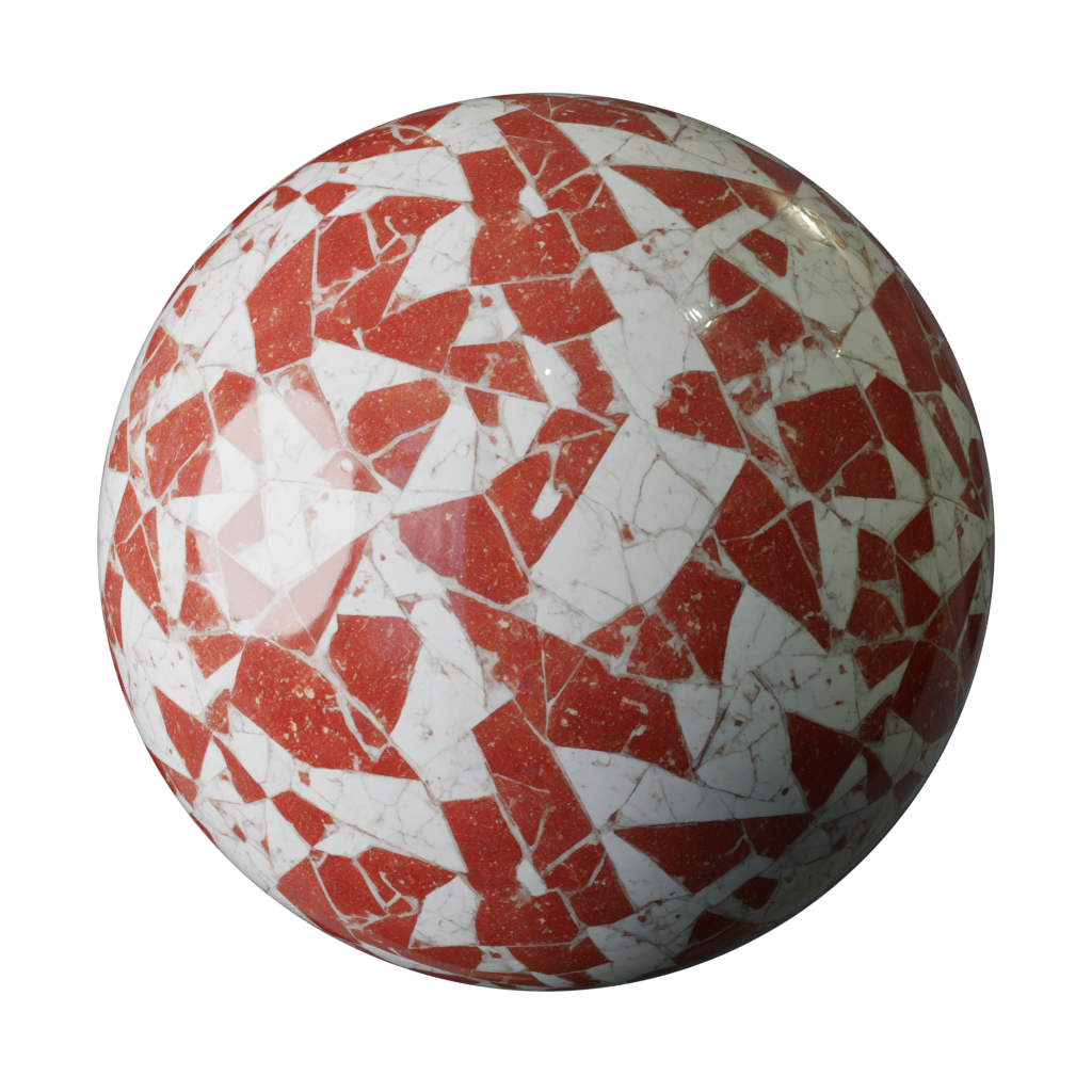 Red and White Marble Mosaic | FREE marble materials | BlenderKit