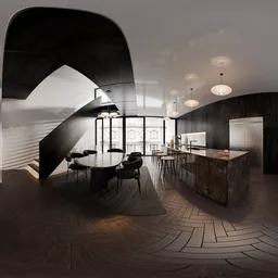 Modern Kitchen and Living interior