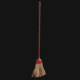 Red Household Straw Broom