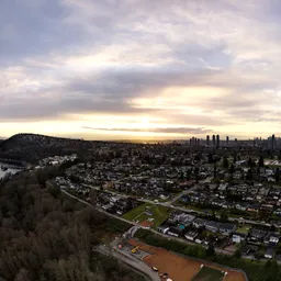 Aerial City Cloudy Sunrise