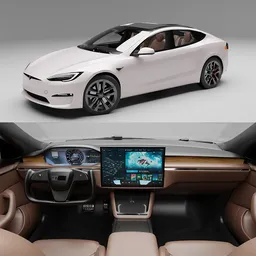 Tesla Model S(Rigged)+Interior
