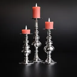 Chrome Candlesticks with candles decoration