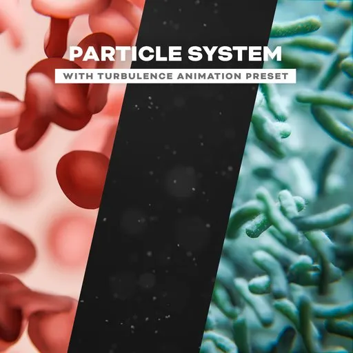Vivid Blender 3D indoor scene with dynamic particle flow and turbulence animation preset.