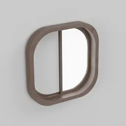 "Large rounded corner window 3D model in ebony wood for Blender 3D. Ideal for huts and mountain building constructions. Made in Blender 3D software."