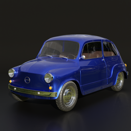 Blue Zastava 750 3D model for Blender, detailed vintage car replica with glossy finish.