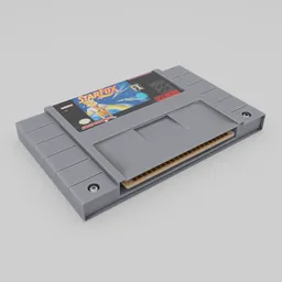 Detailed 3D model of a classic gaming cartridge with wear and tear textures, perfect for Blender renderings.