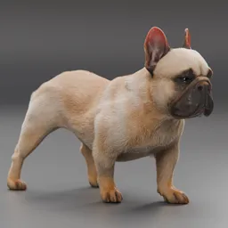 Dog French Buldog Rigged and Animated Walking