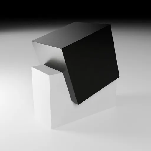 Black and White Tilted Cube Sculpture