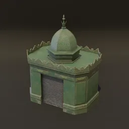 Weathered Green Metal Vendor Stall