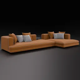 3D rendered modular sofa model with customizable fabric, Blender compatible, ideal for realistic interior visualization.