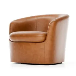 High-quality 3D model of a luxurious leather swivel chair with a modern design, perfect for Blender rendering.