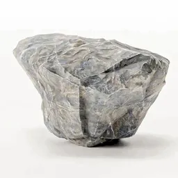 Low-poly 3D model of a textured grey boulder for Blender rendering and landscape design.