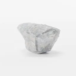 Low-poly 3D model of a textured grey boulder for Blender rendering and landscape design.