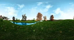 Sunny Meadow River Landscape