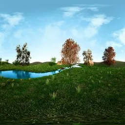 Sunny Meadow River Landscape