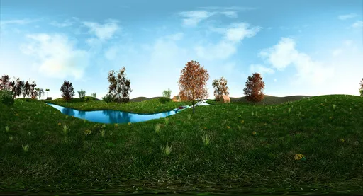 Sunny Meadow River Landscape