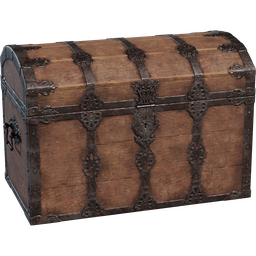 Detailed 3D-rendered treasure chest with metal accents, compatible with Blender 3D projects.