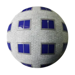 Stylized White Brick Wall with Windows