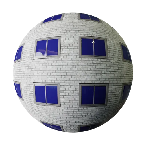 Stylized White Brick Wall with Windows