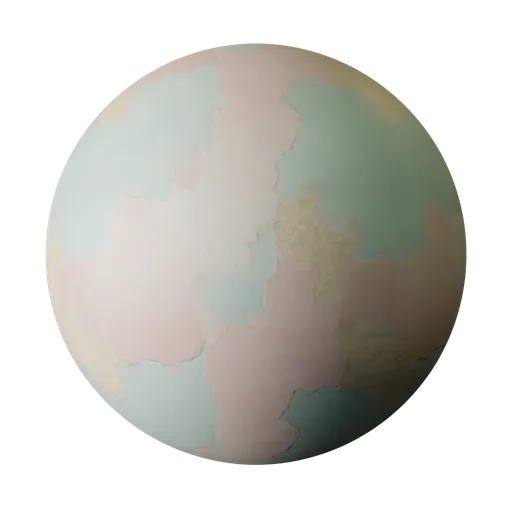 Pastel watercolor effect 3D PBR material with soft pink, blue, yellow hues for Blender and art apps.