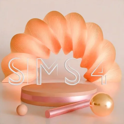 Elegant 3D visualization of a golden peach arch, rose gold podiums, and gold spheres with animated text.