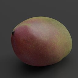 "High-quality Mango 3D model with 4k texture for Blender 3D software. Realistic and detailed close-up shot of a mango on a black surface, perfect for tabletop game props or food-related projects. Created using photoscan technology and inspired by the works of renowned artists Antoni Brodowski and Charles Fremont Conner."