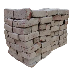 Realistic 3D brick wall model with high-detail textures suitable for architectural visualization in Blender.