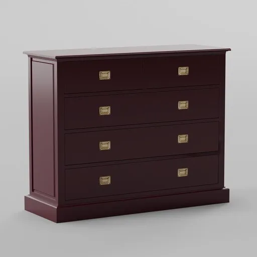 Detailed 3D model of a sleek black commode with golden handles for Blender rendering.