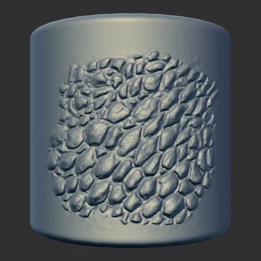 Detailed reptilian skin pattern created using ER Dragon Brush 43 for 3D sculpting in Blender.