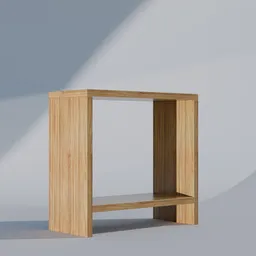 Detailed wooden 3D model of a bedside cabinet with shelf, designed in Blender, available for free use.