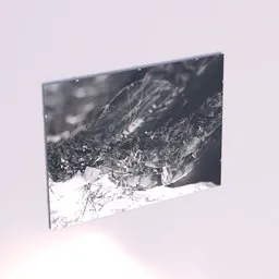 High-detail monochrome 3D painting model for Blender, displaying abstract ice-like textures.