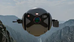 3D model of SpaceX 189 drone with rocket launcher and gun designed for Blender rendering.