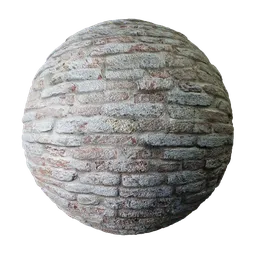 2K PBR brick material for 3D modeling in Blender, realistic rock bricks wall texture with fine details and displacement.