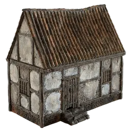 Detailed Blender 3D model of a textured medieval house, ideal for 3D village scenes.