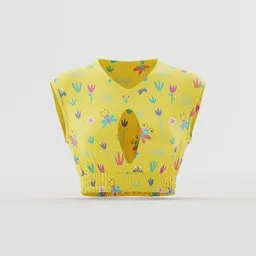 Yellow Keyhole Floral Print Crop Top