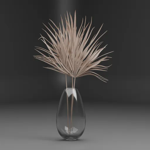 Dried Palm Leaves Glass Vase