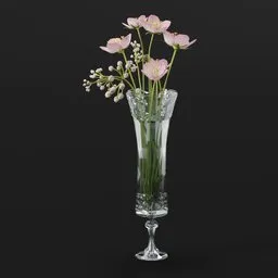 Pink Wildflower Glass Vase