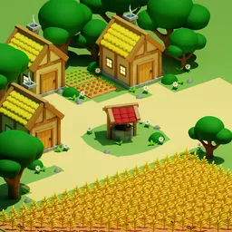 Isometric Stylized Small Village