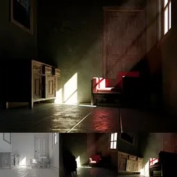 Quiet Beam Distressed Room Scene