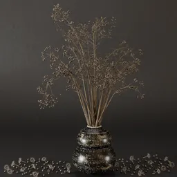 Dried flower black pot