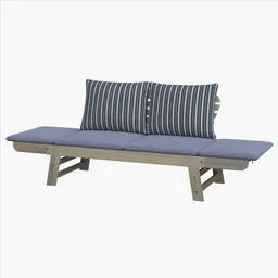 Wooden Bench with Cushions