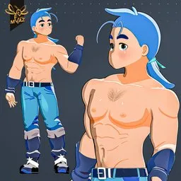 Bodybuilder Anime Stylized Character