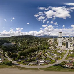 Suburban City Sunny Cloudy Day